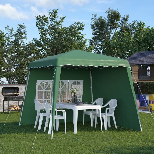 Outsunny Skládací Pavilon s Pop-Up Designem 3x3m se 2 Bočními Stěnami, Nastavitelnou Výškou a Nosným Sáčkem, Ochrana UV50+ Voděodolný Altán pro Kempov