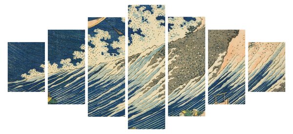 Obraz - Katsushika Hokusai, Fishing Boats at Choshi in Shimosa (Soshu Choshi), reprodukce (210x100 cm)