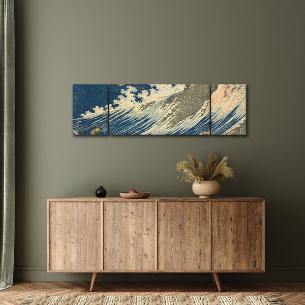 Obraz - Katsushika Hokusai, Fishing Boats at Choshi in Shimosa (Soshu Choshi), reprodukce (170x50 cm)