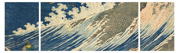 Obraz - Katsushika Hokusai, Fishing Boats at Choshi in Shimosa (Soshu Choshi), reprodukce (170x50 cm)