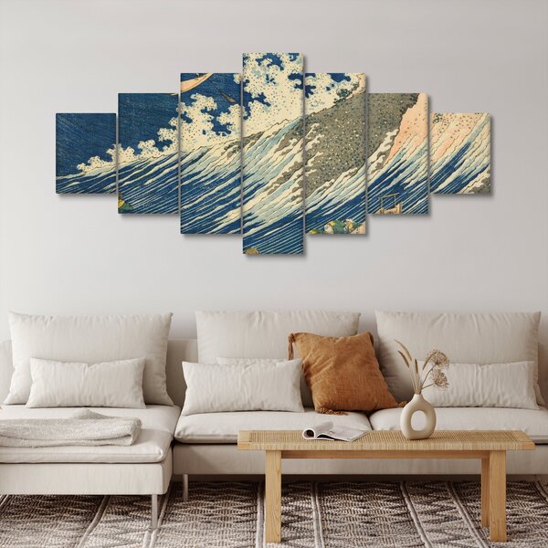 Obraz - Katsushika Hokusai, Fishing Boats at Choshi in Shimosa (Soshu Choshi), reprodukce (210x100 cm)