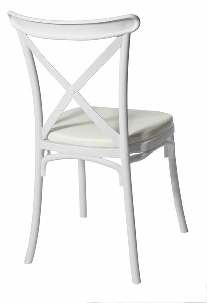 Boho rustikální kuchyňská židle - bílá