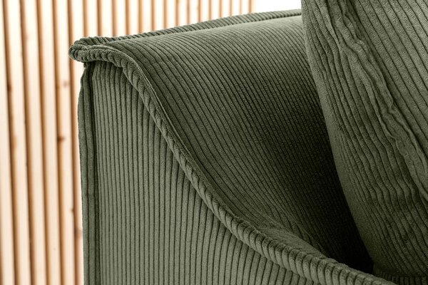 Designová skandinávská třímístná sedačka Heaven se šalvějově zeleným odnímatelným manšestrovým potahem a polštáři 200 cm