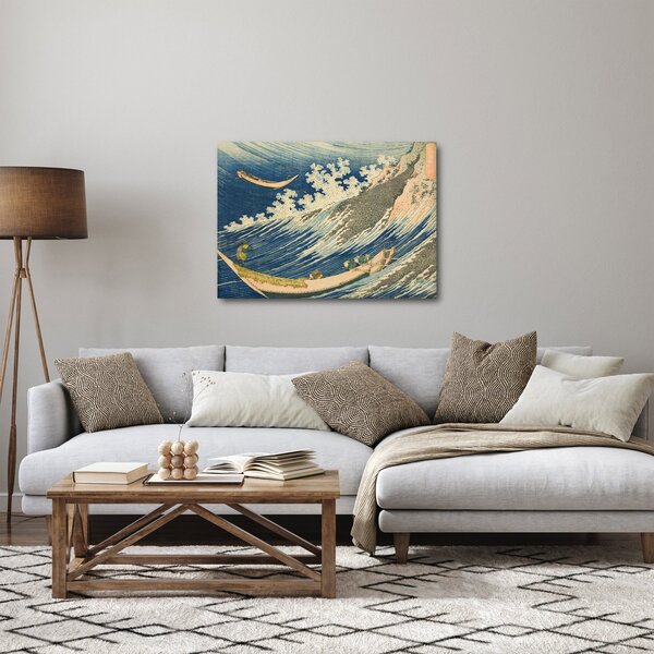 Obraz - Katsushika Hokusai, Fishing Boats at Choshi in Shimosa (Soshu Choshi), reprodukce (70x50 cm)