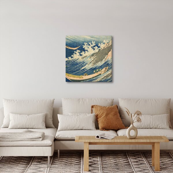 Obraz - Katsushika Hokusai, Fishing Boats at Choshi in Shimosa (Soshu Choshi), reprodukce (30x30 cm)