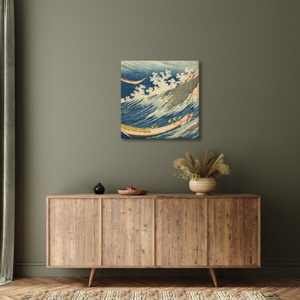 Obraz - Katsushika Hokusai, Fishing Boats at Choshi in Shimosa (Soshu Choshi), reprodukce (30x30 cm)