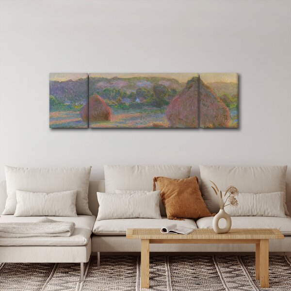 Obraz - Claude Monet, Stacks of Wheat (End of Summer), reprodukce (170x50 cm)