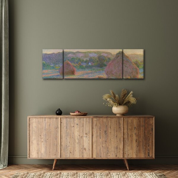 Obraz - Claude Monet, Stacks of Wheat (End of Summer), reprodukce (170x50 cm)