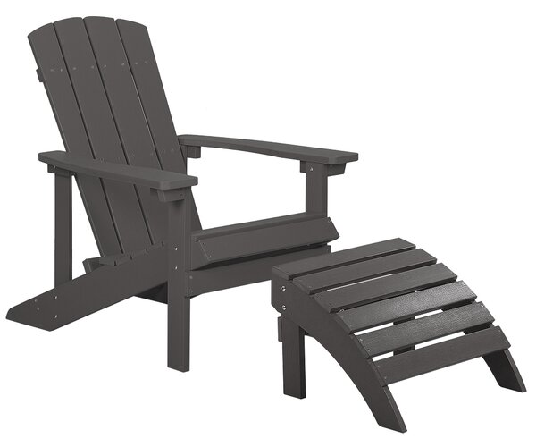 Zahradní židle s podnožkou tmavě šedá ADIRONDACK