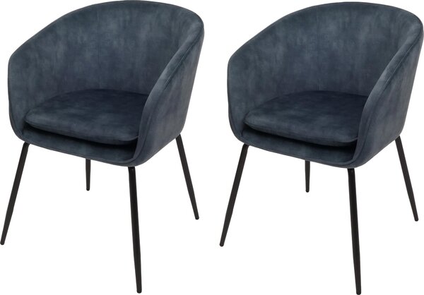 Sada 2 jídelních židlí HWC-O28, kuchyňská židle čalouněná židle, látka/textil (340g/m²) kov modrá