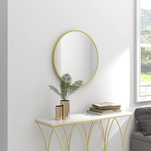HOMCOM Zrcadlo do Koupelny Ø60 cm Nástěnné Zrcadlo Dekorativní Zrcadlo s Hliníkovým Rámem a Snadnou Instalací pro Obývací Pokoj, Předsíň a Chodbu Zlat