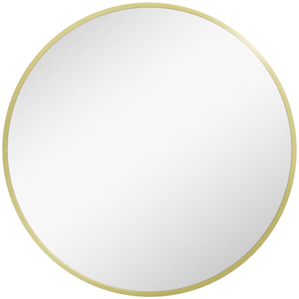 HOMCOM Zrcadlo do Koupelny Ø60 cm Nástěnné Zrcadlo Dekorativní Zrcadlo s Hliníkovým Rámem a Snadnou Instalací pro Obývací Pokoj, Předsíň a Chodbu Zlat