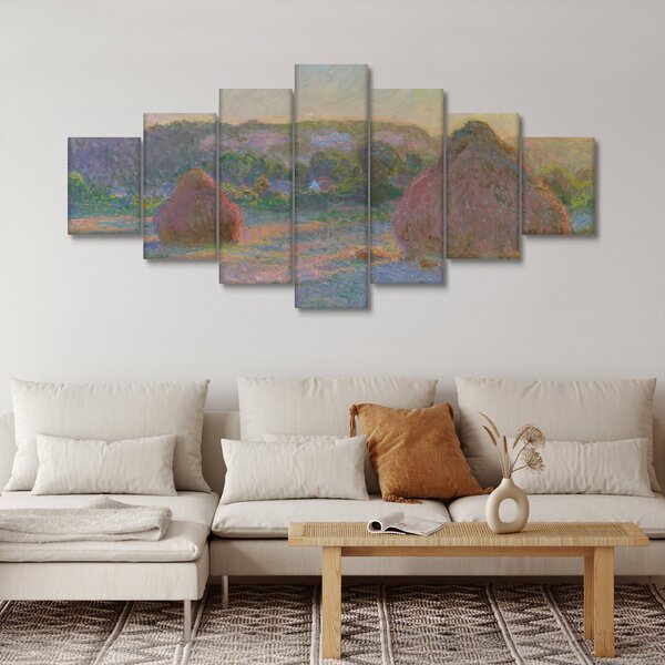 Obraz - Claude Monet, Stacks of Wheat (End of Summer), reprodukce (210x100 cm)