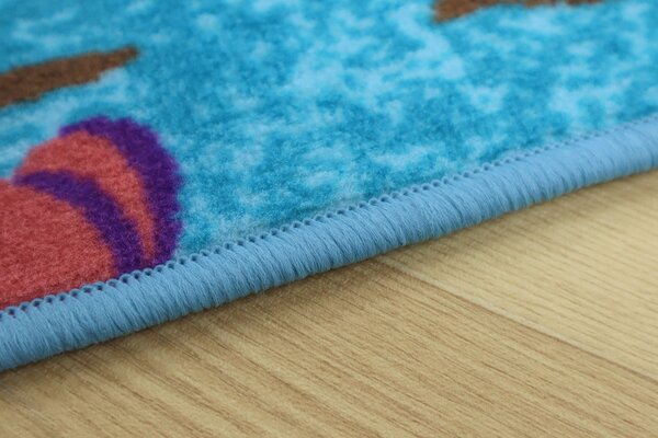 Vopi, Dětský kusový koberec Sovička Silk 5298 tyrkys, 80x120, modrá, dětský pokoj