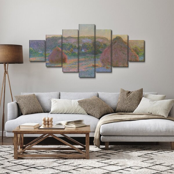 Obraz - Claude Monet, Stacks of Wheat (End of Summer), reprodukce (210x100 cm)