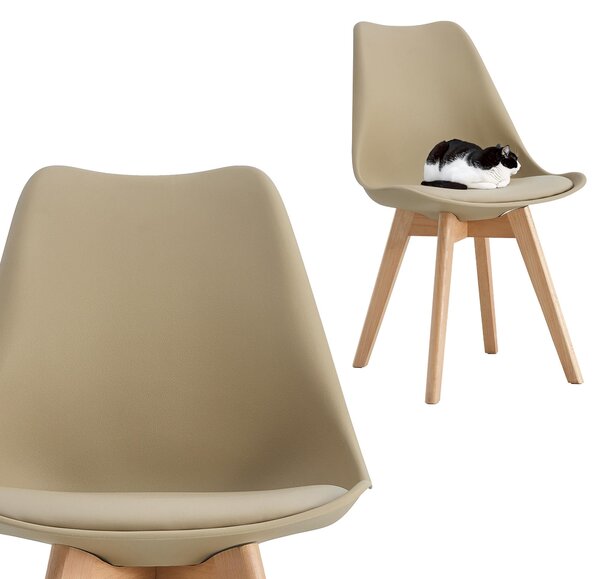 Jídelní židle s polštářkem na sedáku v barvě Caffee Late – skandinávský design DSW – bukové nohy