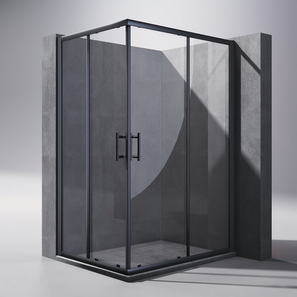 SONNI 80x120x195cm černý rohový sprchový kout posuvné dveře sprchový kout dvojité sprchové dveře rohový vstup ESG skleněný sprchový kout