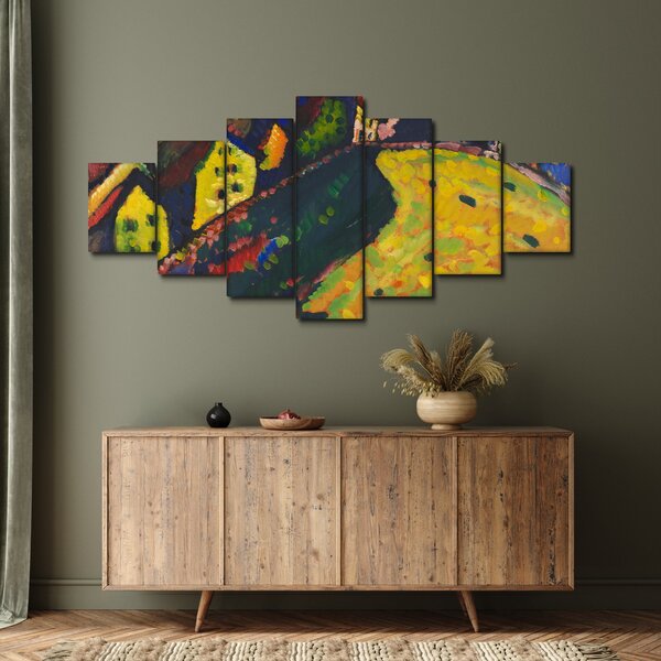 Obraz - Vasily Kandinsky, Houses at Murnau, reprodukce (210x100 cm)
