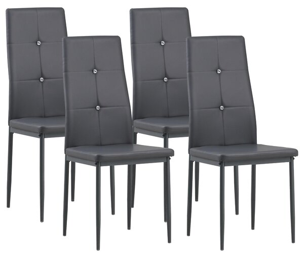 Jídelní židle Albatros DIAMOND sada 4 ks, šedá - Elegantní vzhled diamantu, čalouněná židle, potah Imitace kůže, moderní stylový design u jídelního stolu - kuchyňská židle, jídelní židle s vysokou nosností