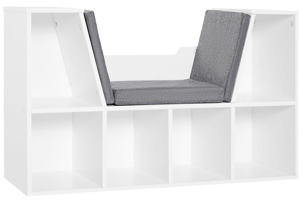 HOMCOM Knihovna se sedákem 6 kubických prvků, originální dětská knihovna, botník s polstrováním, víceúčelová 102x30x61cm | Aosom