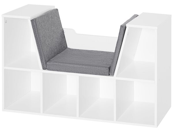 HOMCOM Knihovna se sedákem 6 kubických prvků, originální dětská knihovna, botník s polstrováním, víceúčelová 102x30x61cm | Aosom