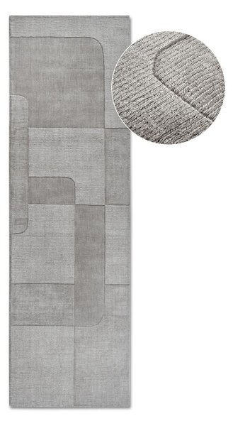 Šedý ručně tkaný vlněný běhoun 80x250 cm Charlotte – Villeroy&Boch