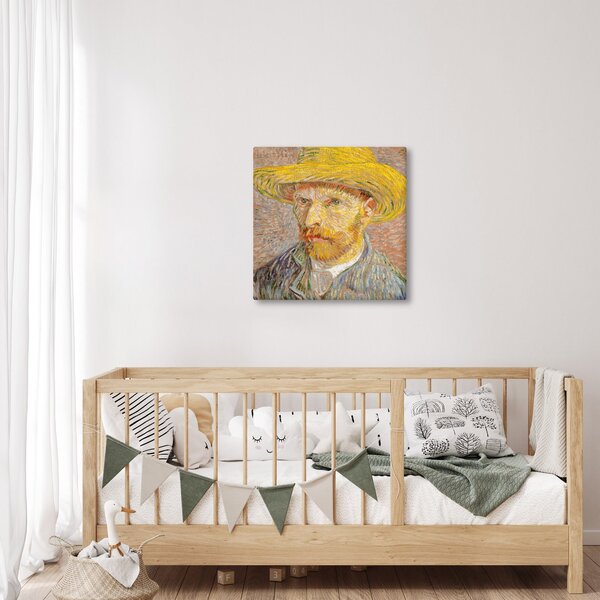 Obraz - Vincent van Gogh, Self-Portrait with a Straw Hat (The Potato Peeler), reprodukce (30x30 cm)