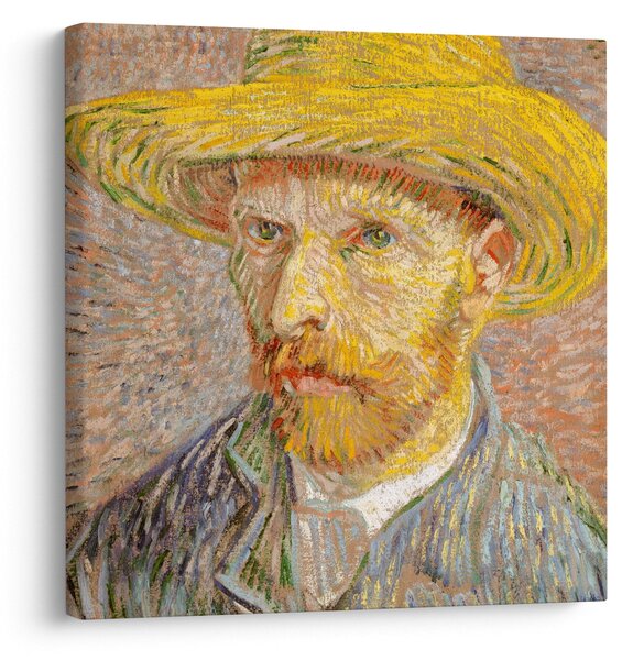 Obraz - Vincent van Gogh, Self-Portrait with a Straw Hat (The Potato Peeler), reprodukce (30x30 cm)