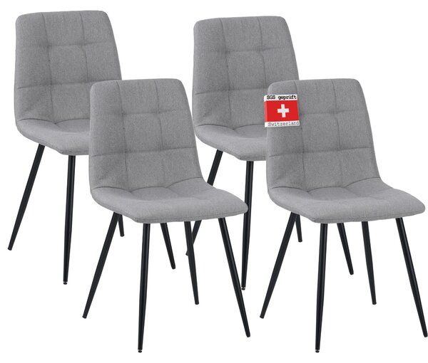 Jídelní židle Albatros sada 4 ks BORA šedá- Pohodlná čalouněná židle pro moderní a stylový design u jídelního stolu - židle do kuchyně nebo jídelny s vysokou nosností až 110 kg