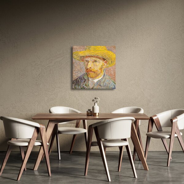 Obraz - Vincent van Gogh, Self-Portrait with a Straw Hat (The Potato Peeler), reprodukce (30x30 cm)