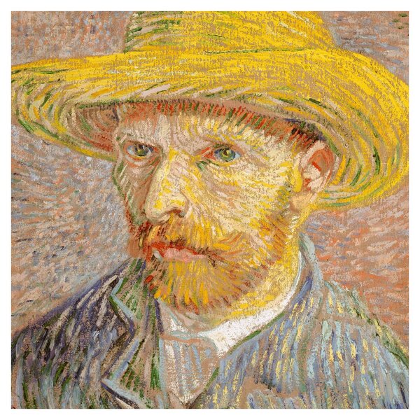 Obraz - Vincent van Gogh, Self-Portrait with a Straw Hat (The Potato Peeler), reprodukce (30x30 cm)