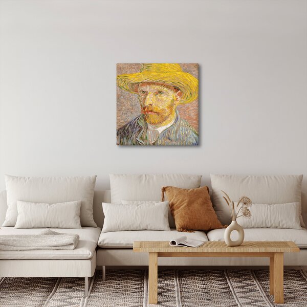 Obraz - Vincent van Gogh, Self-Portrait with a Straw Hat (The Potato Peeler), reprodukce (30x30 cm)