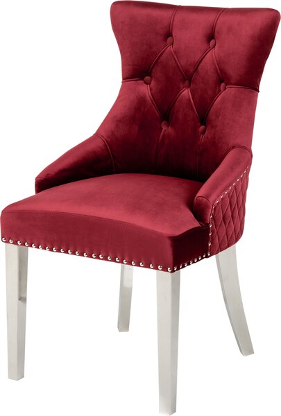 Elegantní židle CASTLE z červeného sametu s hlavou lva v barokním designu