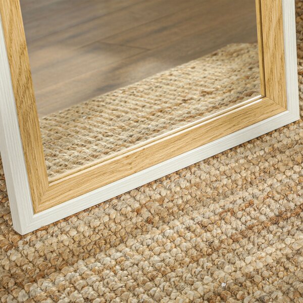 HOMCOM Zrcadlo v plné délce 157x37 cm - Podlahové nebo nástěnné zrcadlo s MDF rámem a stojanem pro ložnici a obývací pokoj v bílé a tmavě přírodní bar