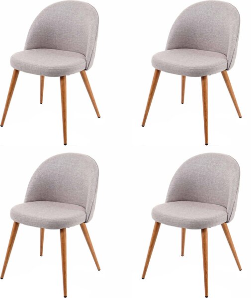 Sada 4 jídelních židlí HWC-D53, kuchyňská židle, retro design 50. let, látka/textil světle šedá