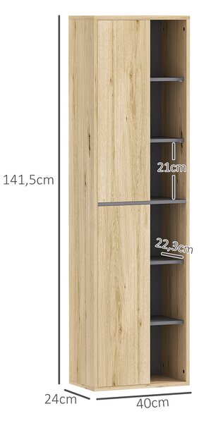 HOMCOM Koupelnová nástěnná skříňka s otevřenými přihrádkami a 2 dveřmi, moderní koupelnový nábytek 40x24x141,5 cm | Aosom