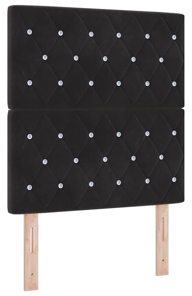 Postel s boxspringem s matrací s čelo Černý 80 x 200 cm samet 3339730