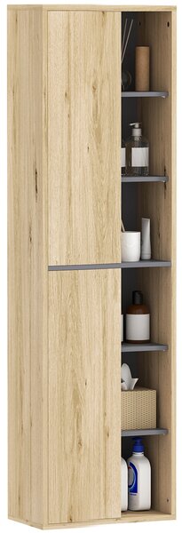 HOMCOM Koupelnová nástěnná skříňka s otevřenými přihrádkami a 2 dveřmi, moderní koupelnový nábytek 40x24x141,5 cm | Aosom