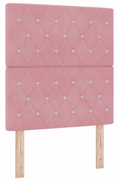 Postel s boxspringem s matrací s čelo Růžová 80 x 200 cm samet 3339733