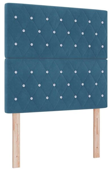 Postel s boxspringem s matrací s čelo Modrá 90 x 190 cm samet 3341934