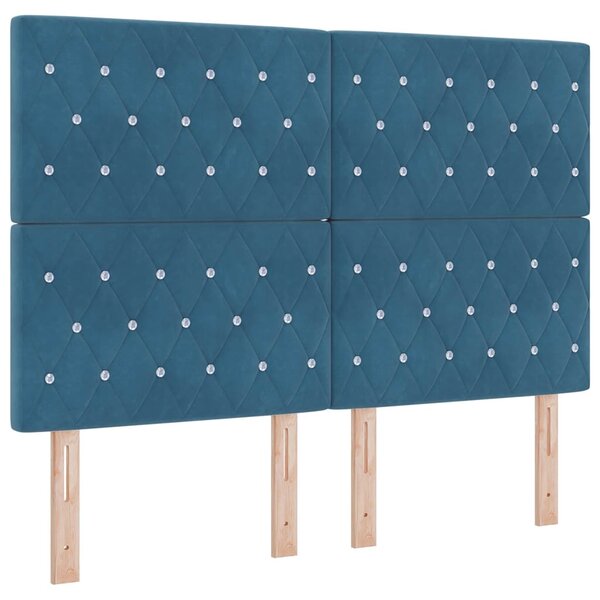 Postel s boxspringem s čelo Tmavě modrá 200 x 140 cm samet 3340878