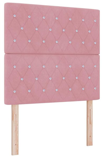 Postel s boxspringem s čelo Růžová 190 x 120 cm samet 3344437