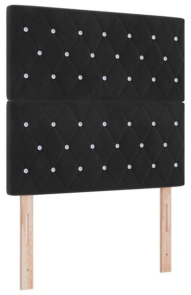 Postel s boxspringem s matrací s čelo Černá 90 x 190 cm samet 3341932