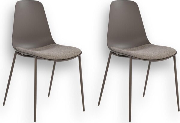 2 ks jídelních židlí BORETA hnědé – čalouněný sedák, kovová konstrukce, moderní design