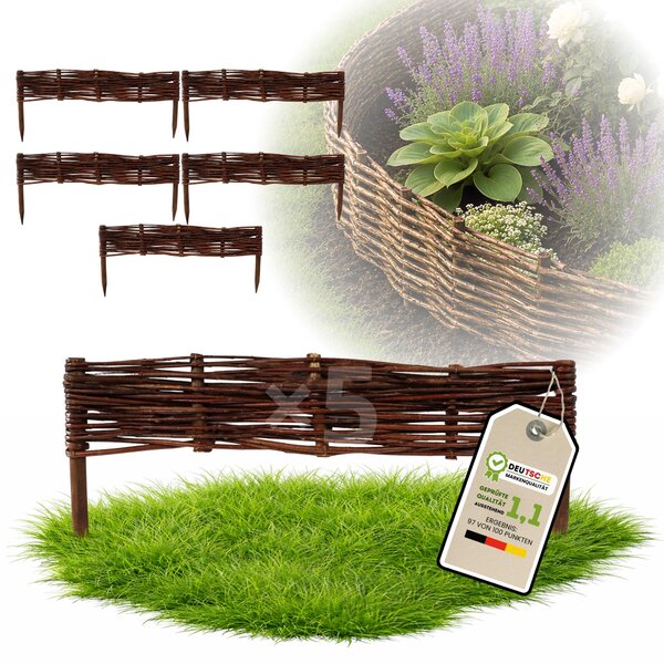 Floranica 5 kusů Vrbový plot 10 cm x 60 cm – Zahradní plot z vrbového proutí Palisáda Přírodní oplocení Ohraničení záhonu