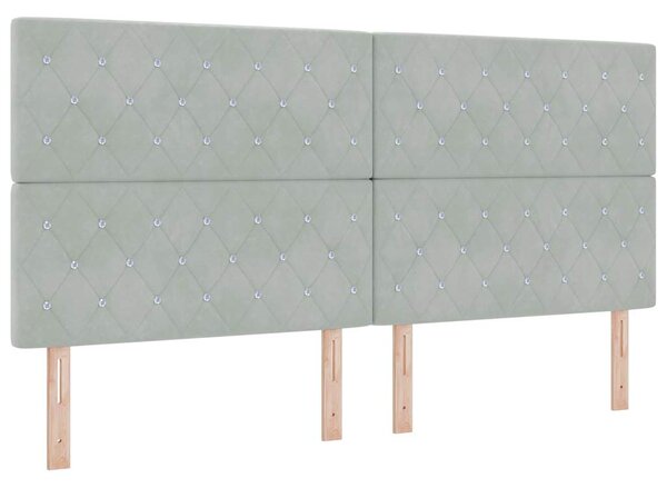 Postel s boxspringem s matrací Světle šedá 200 x 200 cm samet 3341972