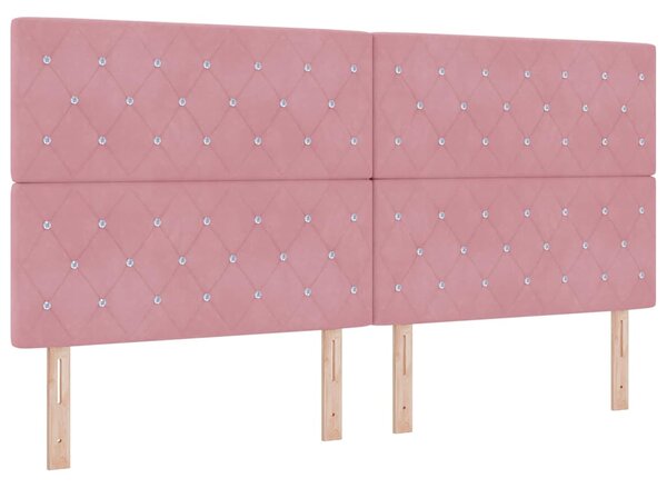 Postel s boxspringem s čelo Růžová 200 x 200 cm samet 3339793