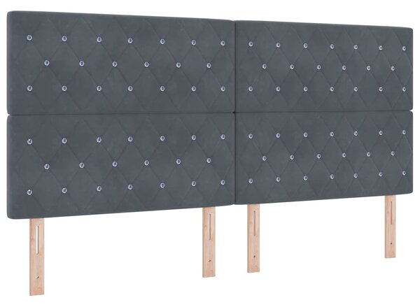 Postel s boxspringem s čelo Tmavě šedá 200 x 200 cm samet 3344898