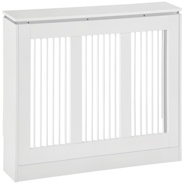 HOMCOM Bílý Kryt Radiátoru 90x18x84 cm MDF Moderní Design Vertikální Regál na Radiátor do Obývacího Pokoje a Ložnice | Aosom