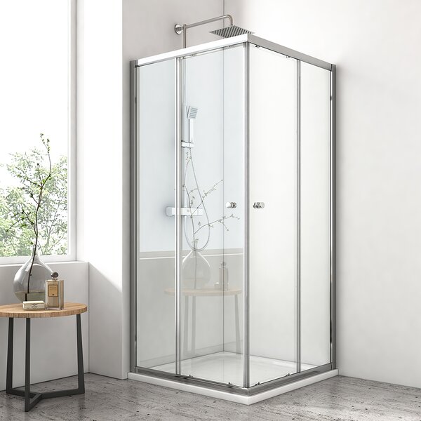 EMKE Sprchový kout 80x80x185 cm Rohový vstup Posuvné dveře 5 mm ESG bezpečnostní sklo s dvojitými kolečky a rychloupínáním Rohová sprcha Sprchové dveře Sprchová zástěna